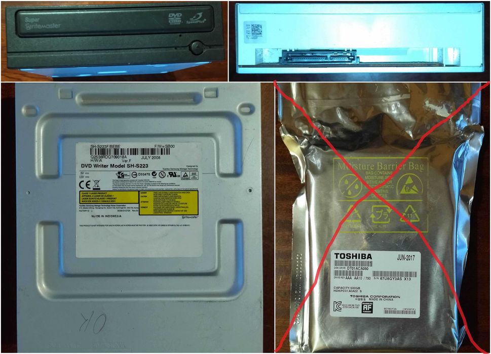 HDD 3,5" 80, 500GB, DVD-RW, Adapter IDE to SATA