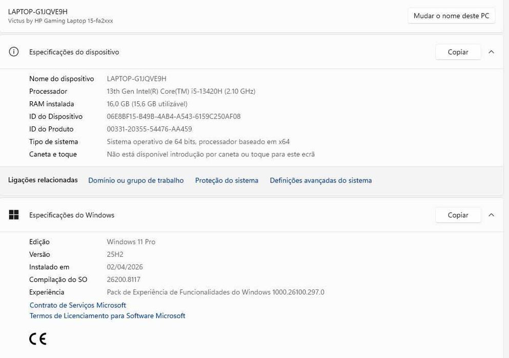 Portátil Gaming HP VICTUS 15-fa2705np (15.6'' - Intel Core i5-13420H - RAM: 16 GB - 512 GB SSD - NVIDIA GeForce RTX 4050)