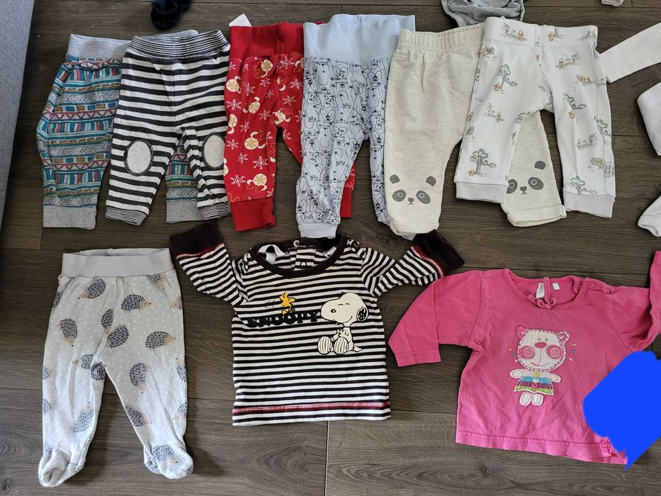 46szt paka ubrań rozmiar 62 dziewczynki unisex długie krótkie rękawy