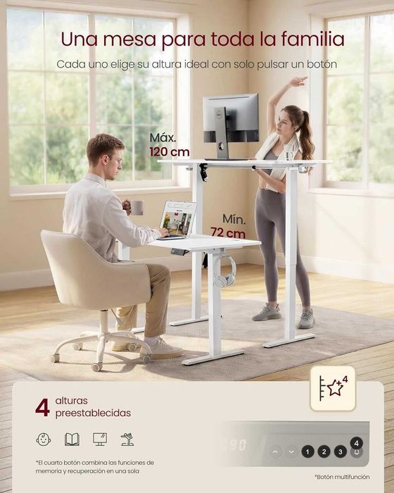 Secretária elétrica regulável em altura + cadeira com rodas – Conjunto 100€