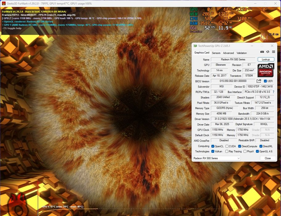 MSI gaming rx 580 2048sp 4gb