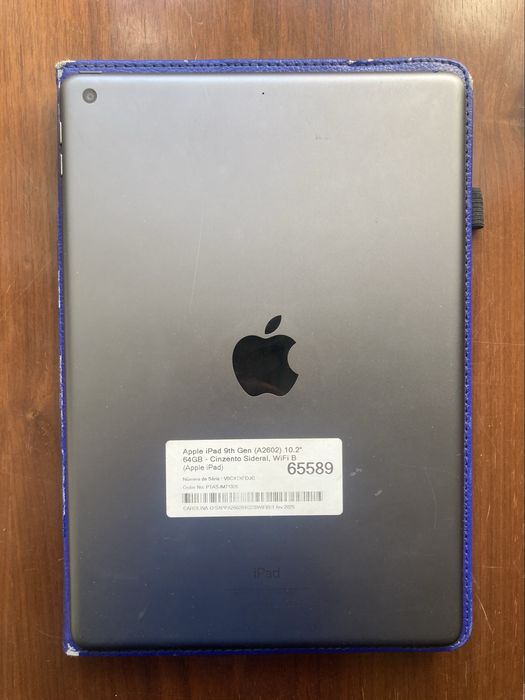 Apple iPad 9th Gen (A2602) 10.2" 64GB - Cinzento Sideral, WiFi B