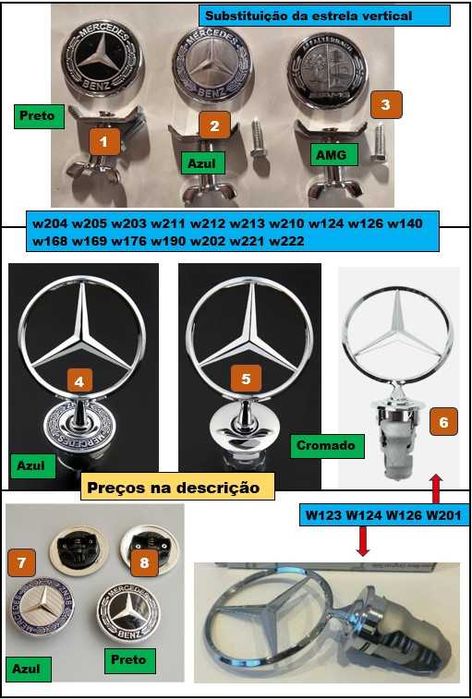 Emblema símbolo traseiro mala bagageira Mercedes Benz