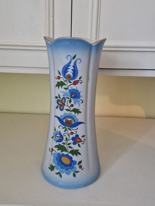 Unikalny duży wazon Lubiana wzór kaszubski 40 cm. Dla fanów tenisa