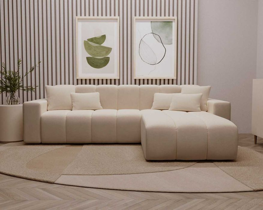 Narożnik nierozkładany do salonu w kształcie L Miral wygodny, miękki