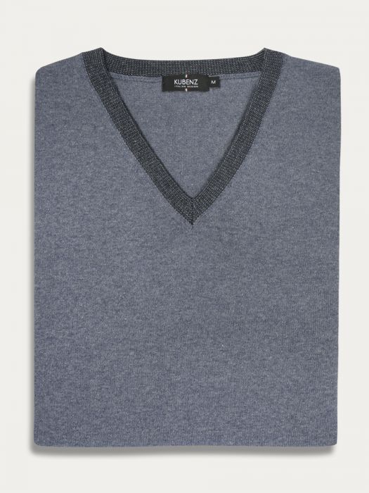 Sweter dzianinowy z dekoltem w serek Kubenz