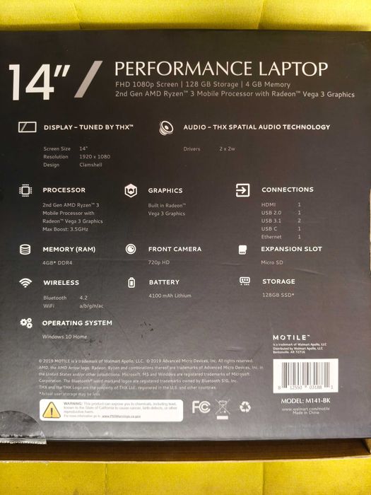Ноутбук тонкорамковий Motile 14`Full HD IPS Ryzen 3