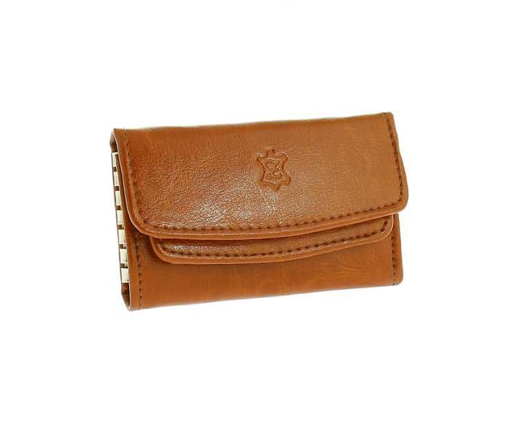 Skórzane etui na klucze pokrowiec kluczówka karmelowa skóra naturalna