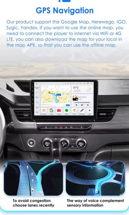 Rádio Android Renault Kangoo (2019 a 2025) 2/32GB Carplay GPS wifi BT
