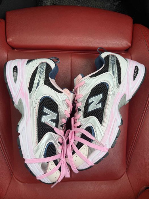 (БЕЗ ПЕРЕДОПЛАТИ) New Balance 530 Custom White Black Pink нью беленс