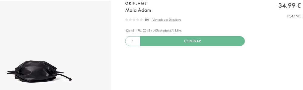 Bolsa Preta Adam Nova Oriflame