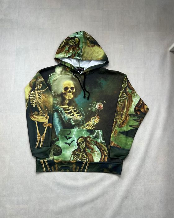 Bluza Trickz N Treatz Skeleton Mona Lisa Art Print 95% Cotton