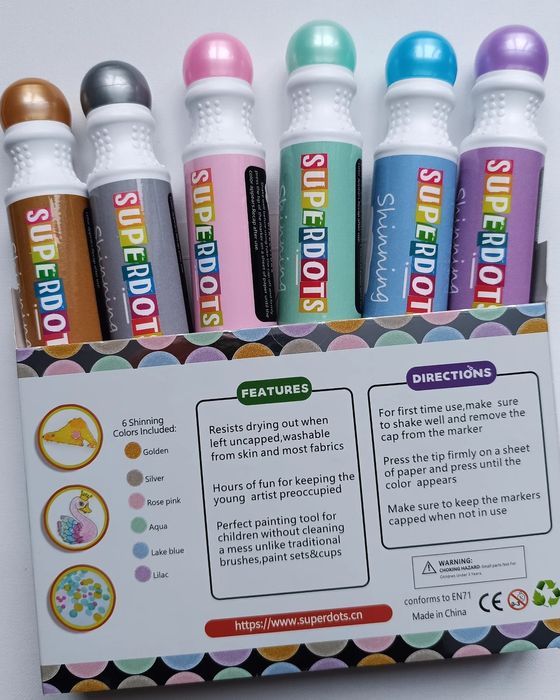 Крапкові маркери 2 види, Фарби, Розмальовки, Пальчикові фарби