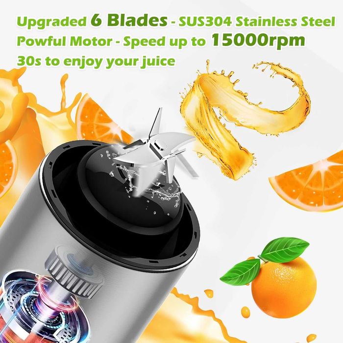 Blender mikser mini przenośny do koktajli soków 400ml ładowanie USB-C