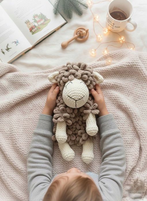 Вʼязана іграшка Баранчик, овечка