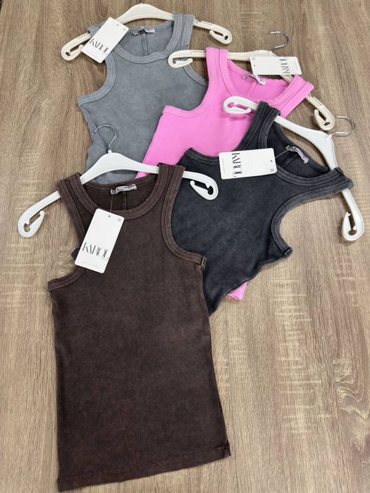 Майка в рубчик шоколад і графіт