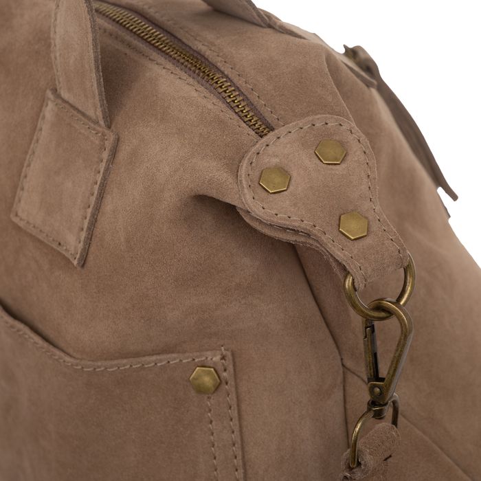 VERA PELLE torebka damska zamszowa shopper z paskiem V685 c.brązowa