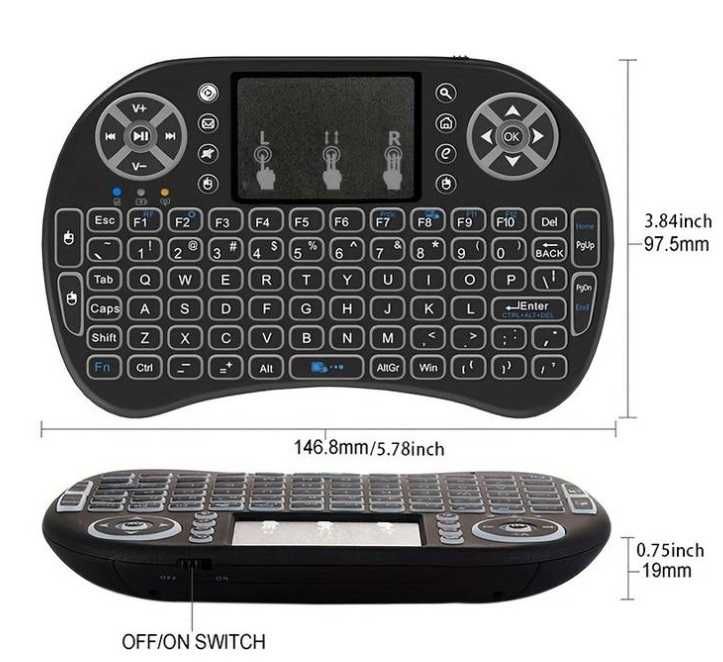 Teclado Sem Fio Mini De 2,4 GHz Com Touchpad, Mouse