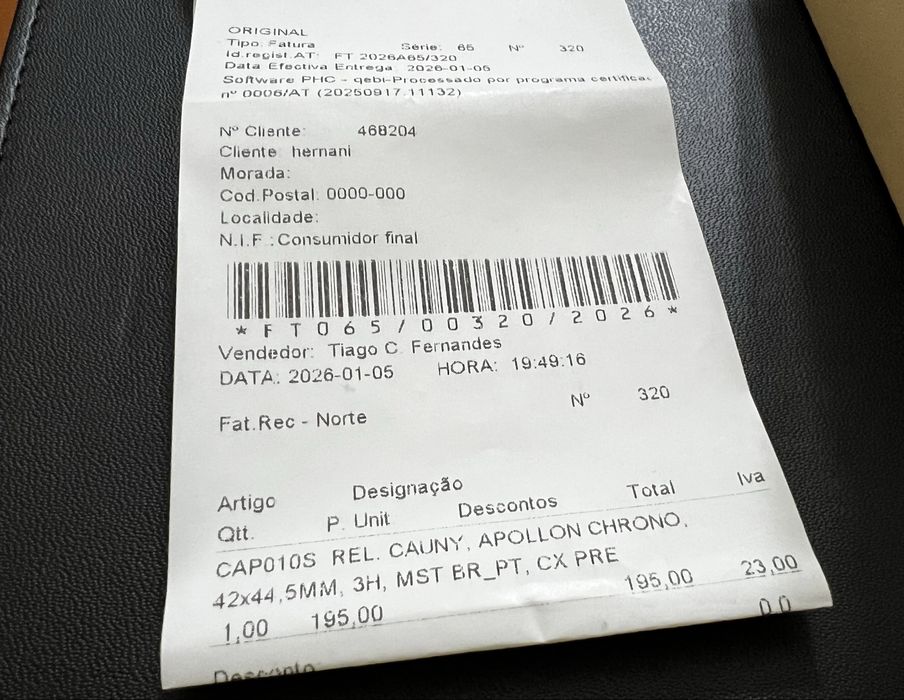 Relógio CAUNY  Apollon Chrono