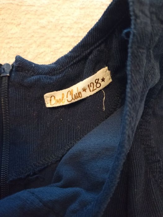 Granatowa sztrusowa sukienka roz 128 7-8 lat smyk codzienna, wyszywana