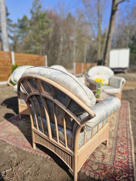 Zestaw mebli rattan 4 fotele I stolik na taras #899 Stylowy Węgrów