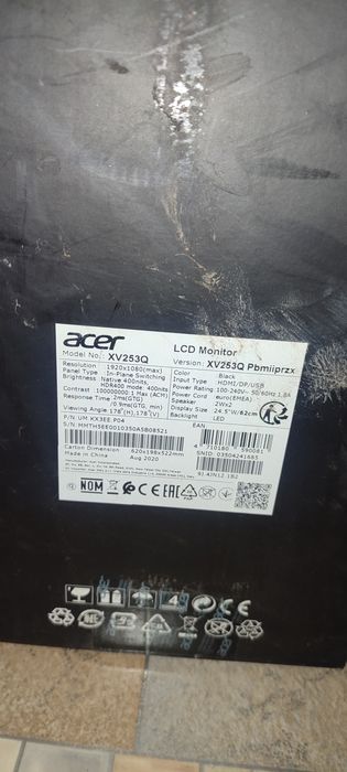 Разборка монитора Acer Nitro 144гц XV253QPbmiiprzx (P/N: UM.KX3EE.P04)