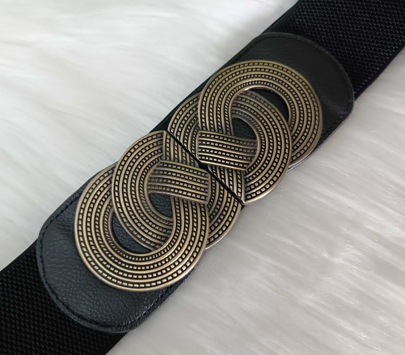 Damski Czarny Szeroki pasek Elastyczny do Sukienki lub Koszuli