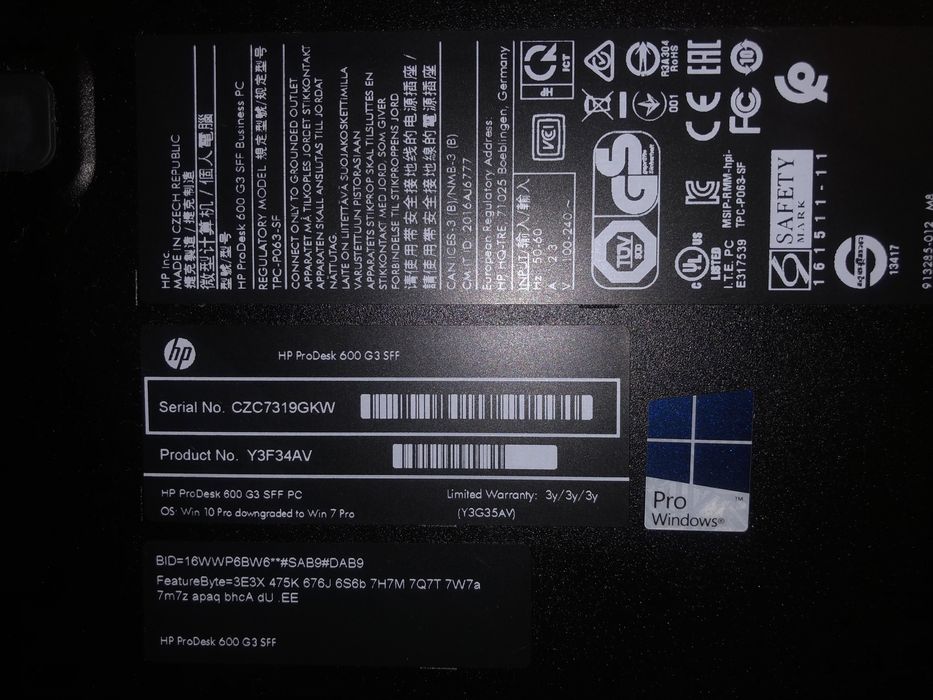 PC HP prodesk 600 G3