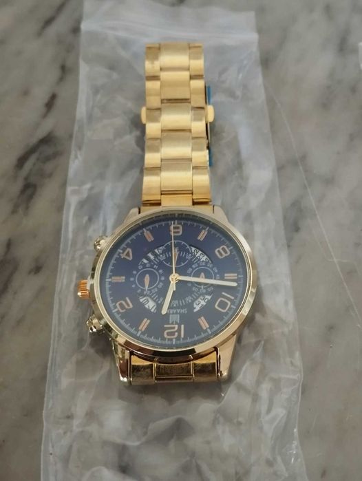 Relógio Azul e Dourado Novo