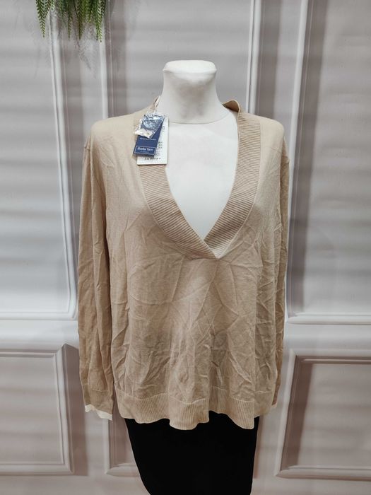 Beżowy lekki damski sweter In Wear rozmiar 44 100% merino wool