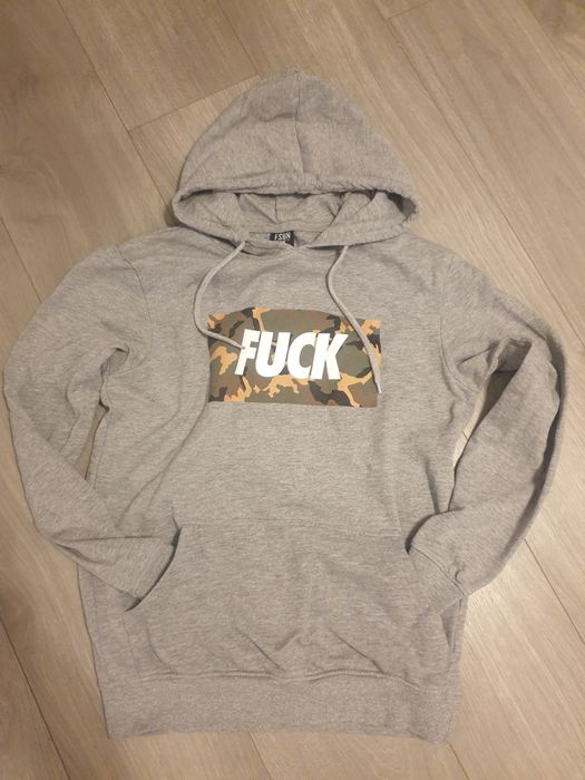 Bluza dresowa S szara kangurka kaptur Fuck FSBN młodzieżowa