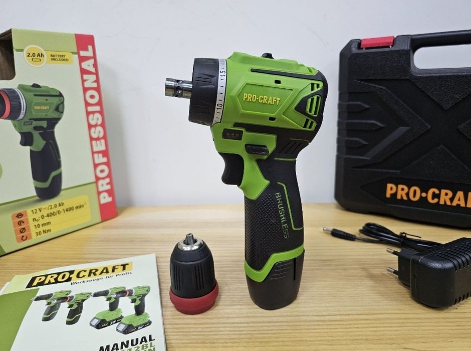 Бесщеточный Легкий Мощный Шуруповерт ProCraft 12V Съёмный патрон