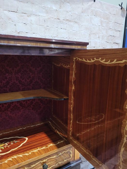 komoda kredens serwantka barek witrynka + stol okragly wloski VINTAGE