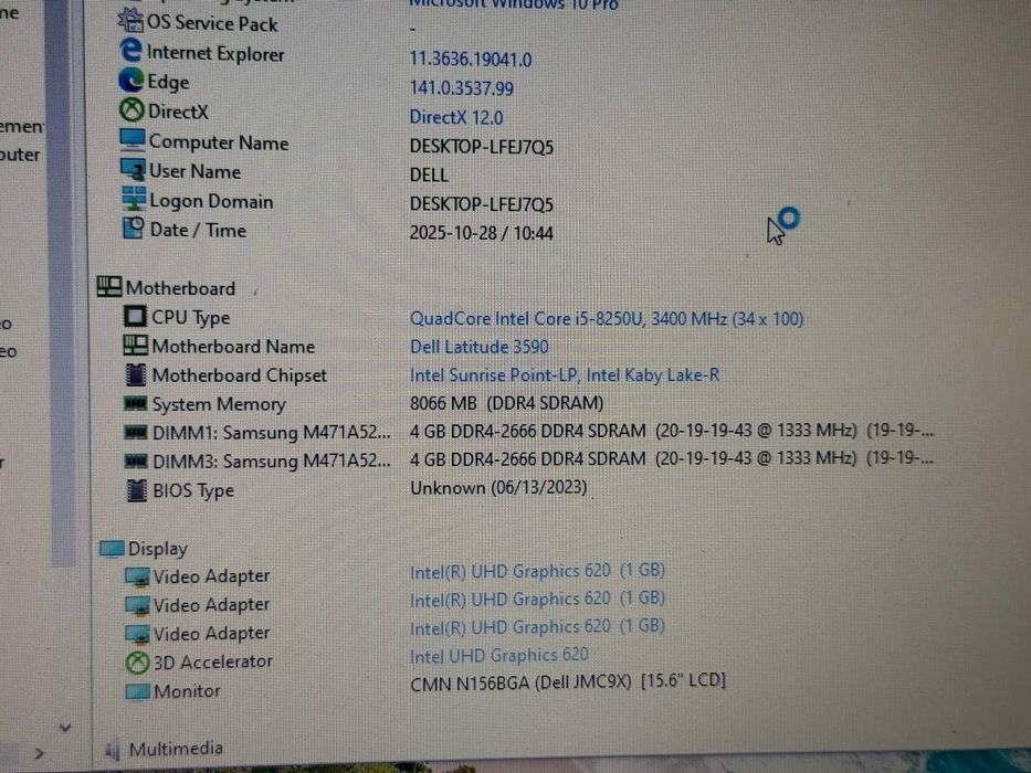 Dell latitude 3590 15.6 HD | i5-8250u | 8GB DDR4 | SSD120