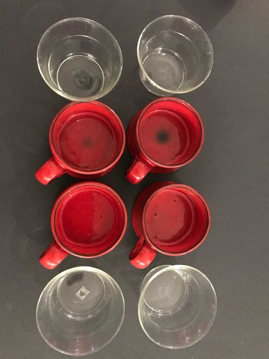 4 filiżanki ,  porcelit , Melitta , Jena Glass , Schott , lata 70-te
