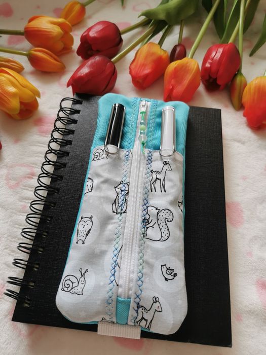 Piórnik na gumce na notatnik hand made