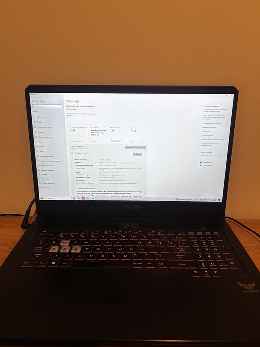 Laptop Gamingowy Asus TUF Gaming FX705DT Ryzen 5, 16GB Ram, Geforce Gtx 1650 4GB,  SSD 500 GB