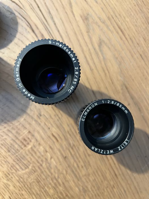 2 Objectivas Leitz Elmaron 1:2.8/85+ S-Heidosmat 1:2.8/85 MC