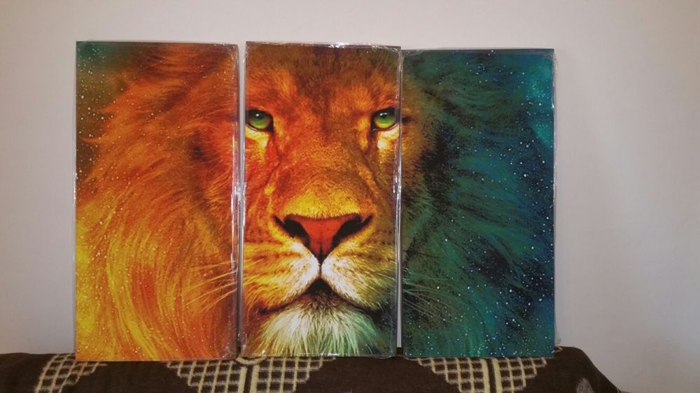 Quadro em Tela tripartida Leão