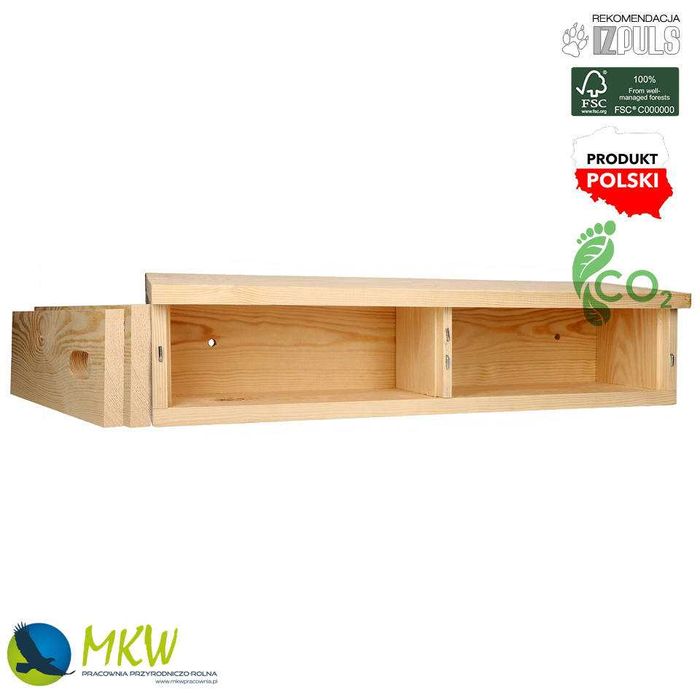 Caixa-ninho para aves modelo andorinhão-comum clássico duplo de fachada MKW