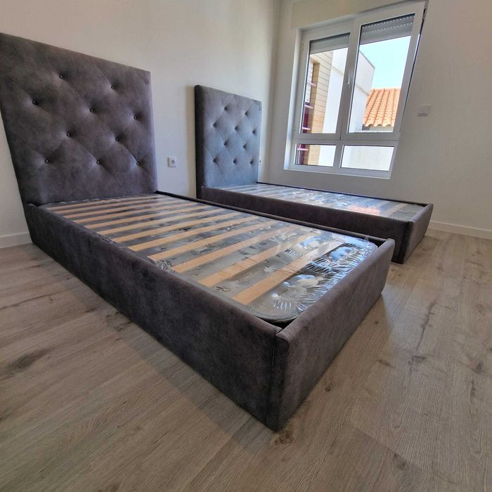 Camas de Solteiro Estofadas de Luxo 199€ - Disponíveis em Várias Cores! 190x90m! topp de Gama Novas Direto Da Fabrica