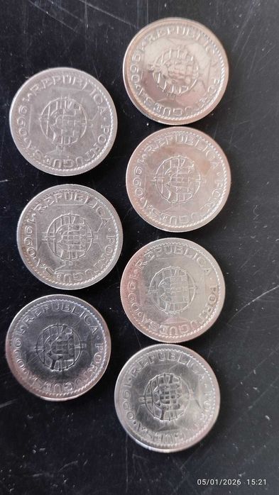Lote 7 Moedas 5 Escudos Moçambique 1960 – Prata