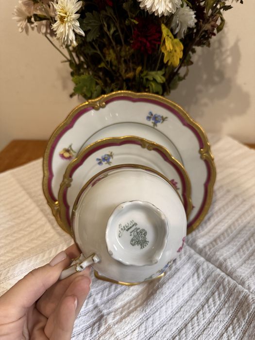 Вінтажна трійка, Німеччина. Чашка, блюдце, тарілка