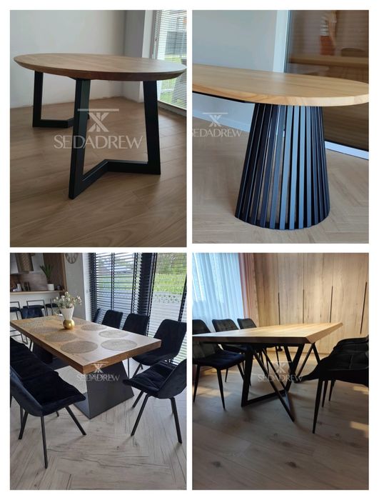 Stół stolik drewniany dębowy loft blat lity  oflis rozkładany