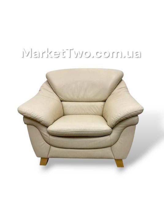 Кожаный, шкіряний комплект  диван,крісло + пуф ( 180703 )