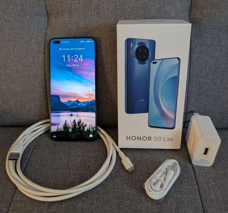 Honor 50 Lite Deep See Blue 6/128 (wysyłka gratis) *BDB STAN* *KOMPLET