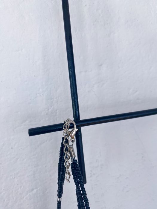 Naszyjnik damski z czarnych koralikow vintage