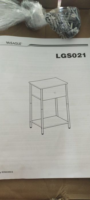 VASAGLE Stolik nocny bialy