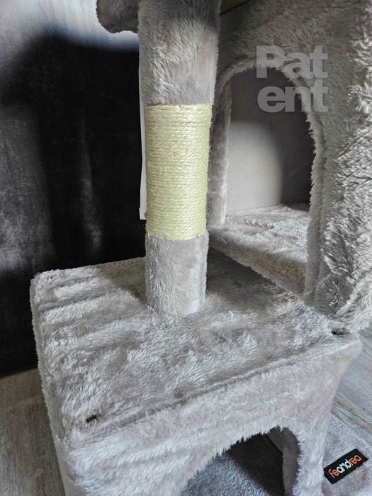 Drapak dla kota kompaktowy 67 cm szary domek słupek legowisko