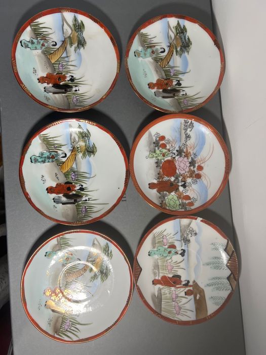 Porcelanowa podstawki vintage Japonia malowane x6